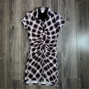 SELFIE Ruched Checkered Dress Size S